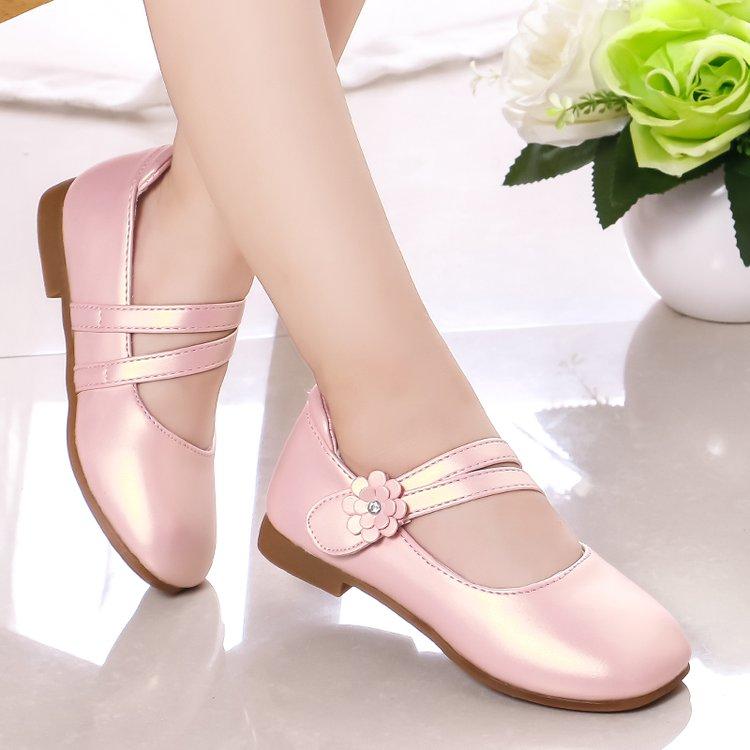 

Princess Girls Shoes Kids Leather Shoes for Medium Big Girl Children Casual Flats Floral Flowers Shoes for Wedding Birthday Show 30 рожевий