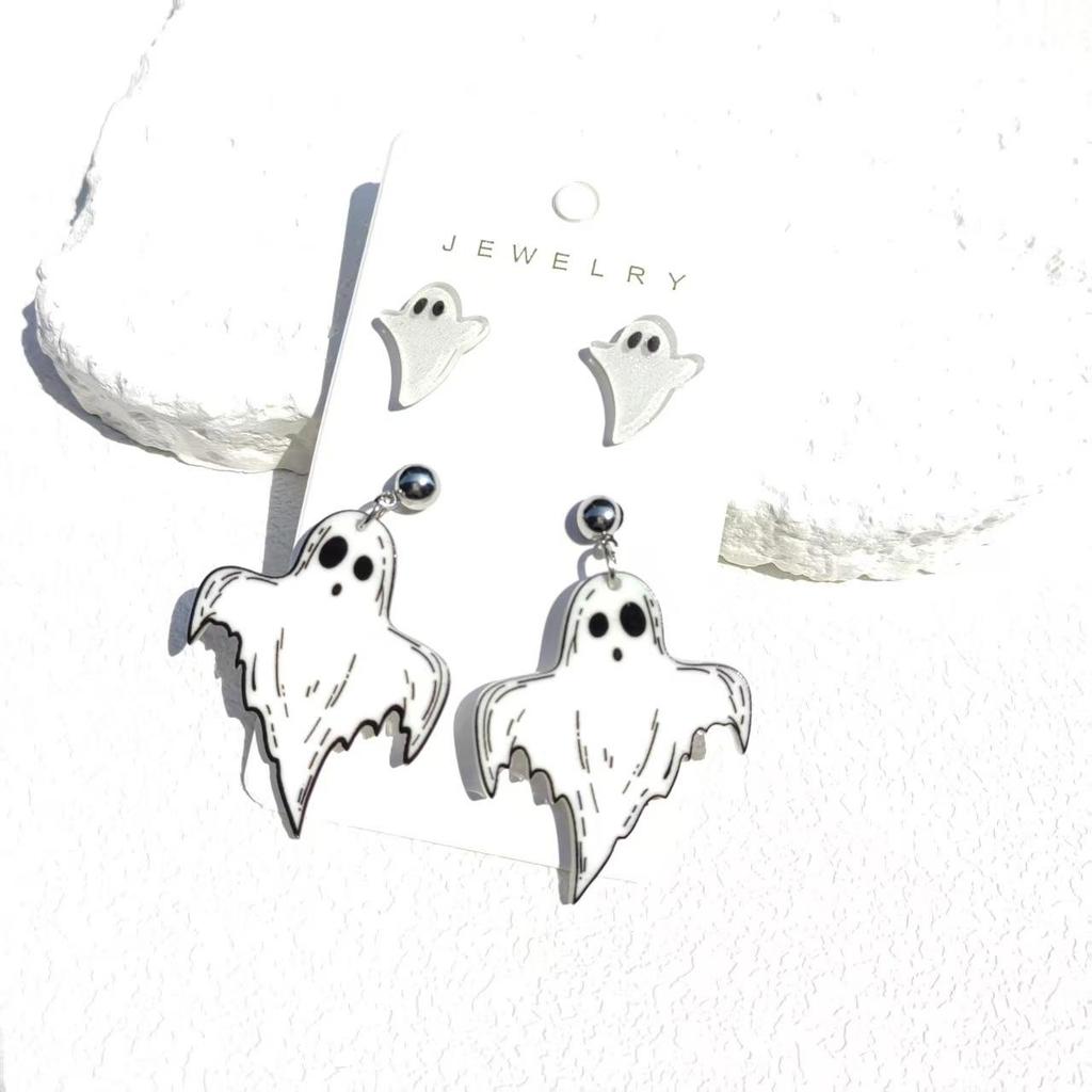 Halloween UFO Ghost Face Pumpkin Head Earrings: Cute, Exaggerated, Scary, Glittery, Bright Earrings for Women