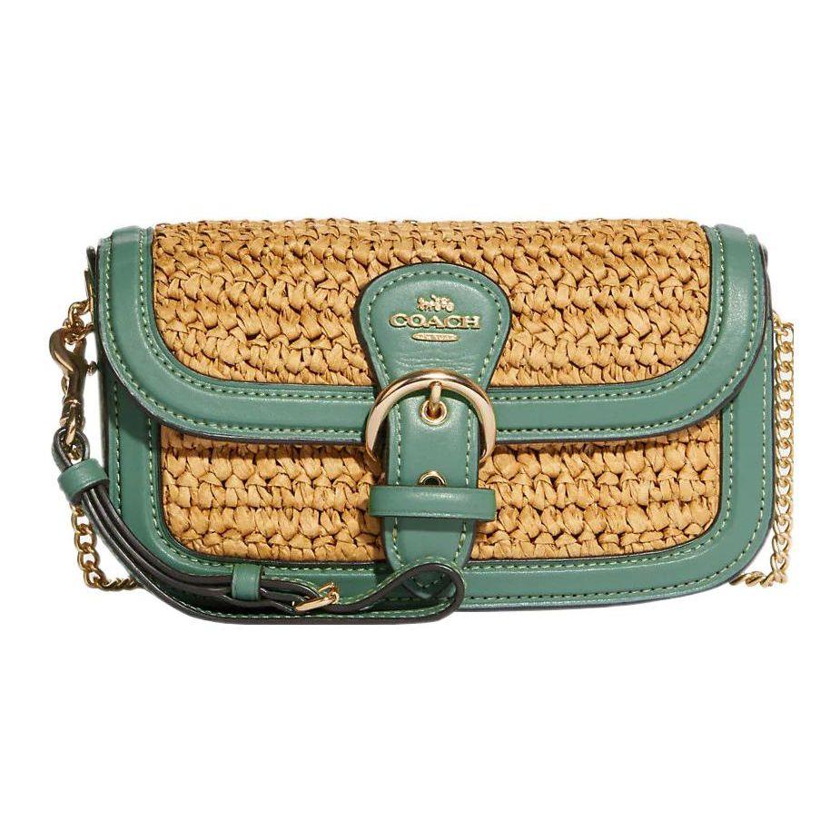 

Coach Kleo 19 Straw Woven Eco-Friendly Leather Clutch Wristlet Crossbody Shoulder Bag Small Women bags Khaki Blue C9925-IMUD3 Basic Set (Bag+Dust Bag)