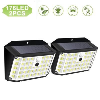 Venkovní 176/132/126 LED nástěnné solární světlo se senzorem pohybu Zahradní vodotěsné 3 režimy Pouliční lampa Dvůr Cesta Nástěnná lampa Garáž Zahrada