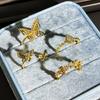 Retro Butterfly Geometric Water Drop Slightly Inlaid Court Style Open Ring Female Niche Design Sense Light Luxury Versatile Ring Tide