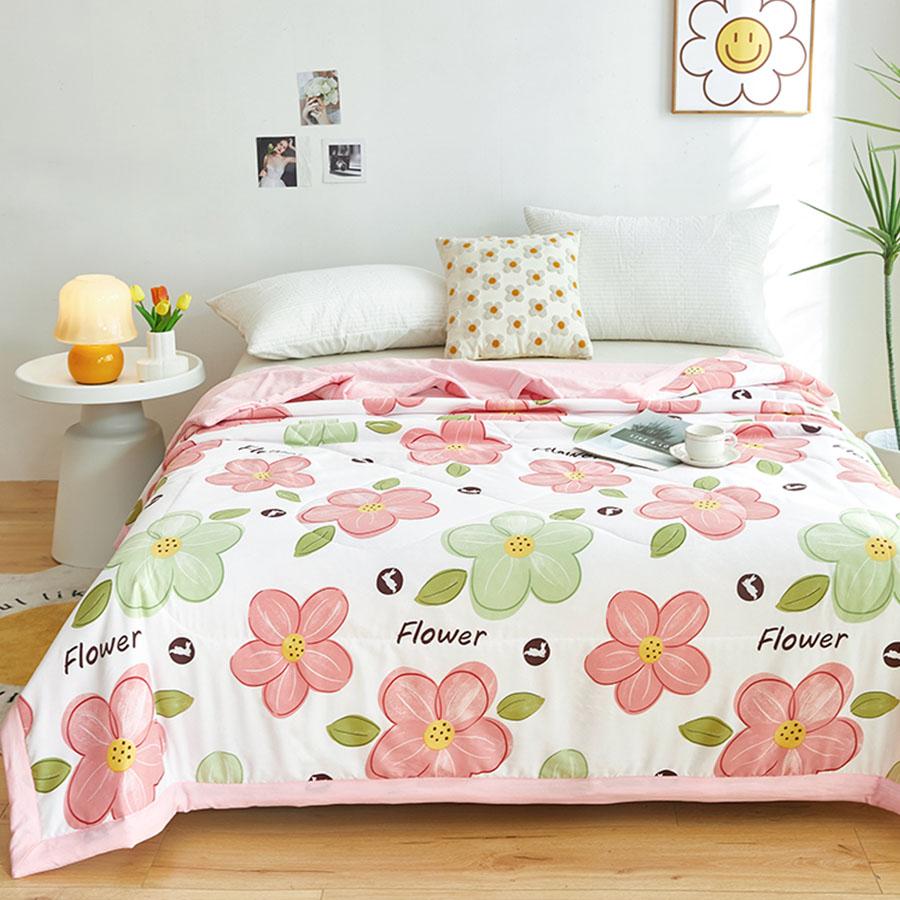 Class A Washed Cotton Summer Quilt Can Be Machine Washable Printed Air Conditioning Quilt Soft Waxy Thin Double Cover Blanket