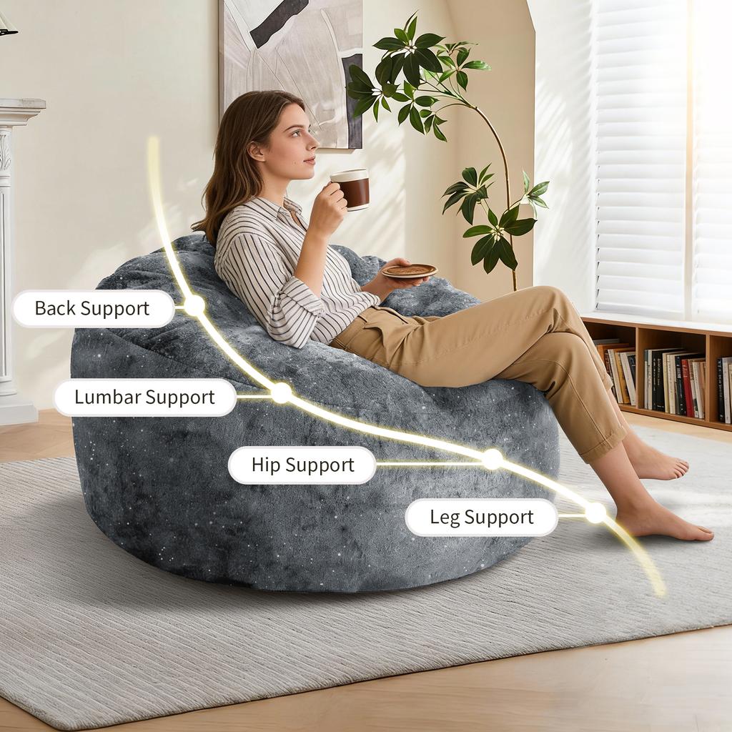 Sillón Puf Curvo de Respaldo Alto con Soporte de Contorno para Todo el Cuerpo para una Relajación Inmersiva en Espacios de Vida Modernos