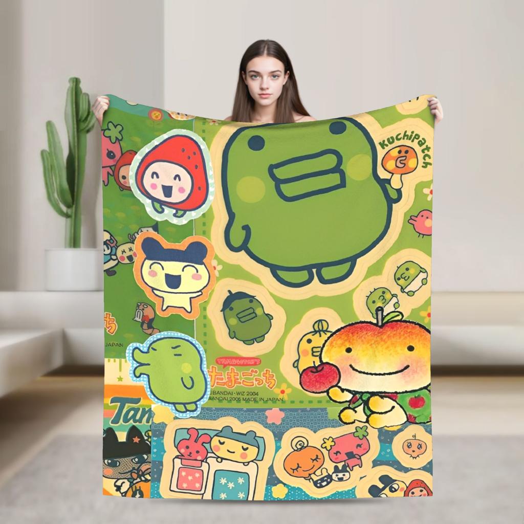 Soft Blanket Airplane Travel Tamagotchis Digital Pet Throw Blanket Flannel Bedspread For Outdoor Print Sofa Bed Cover