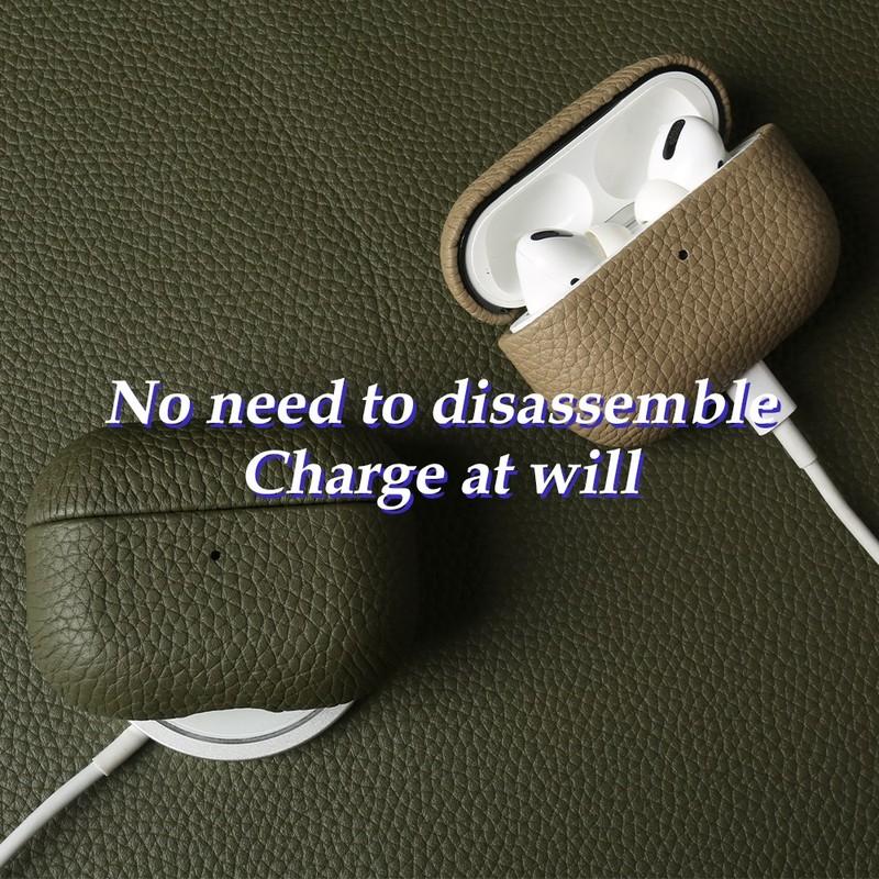 For Airpods Pro Case Genuine Leather Case For Airpods 4/3 /2/ Pro 3 2 1 Protection Box Cases AirPods Case Cowhide Charging Box