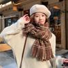2025 Korean imitation cashmere scarf women's autumn and winter high-end warm shawl cute versatile plaid scarf