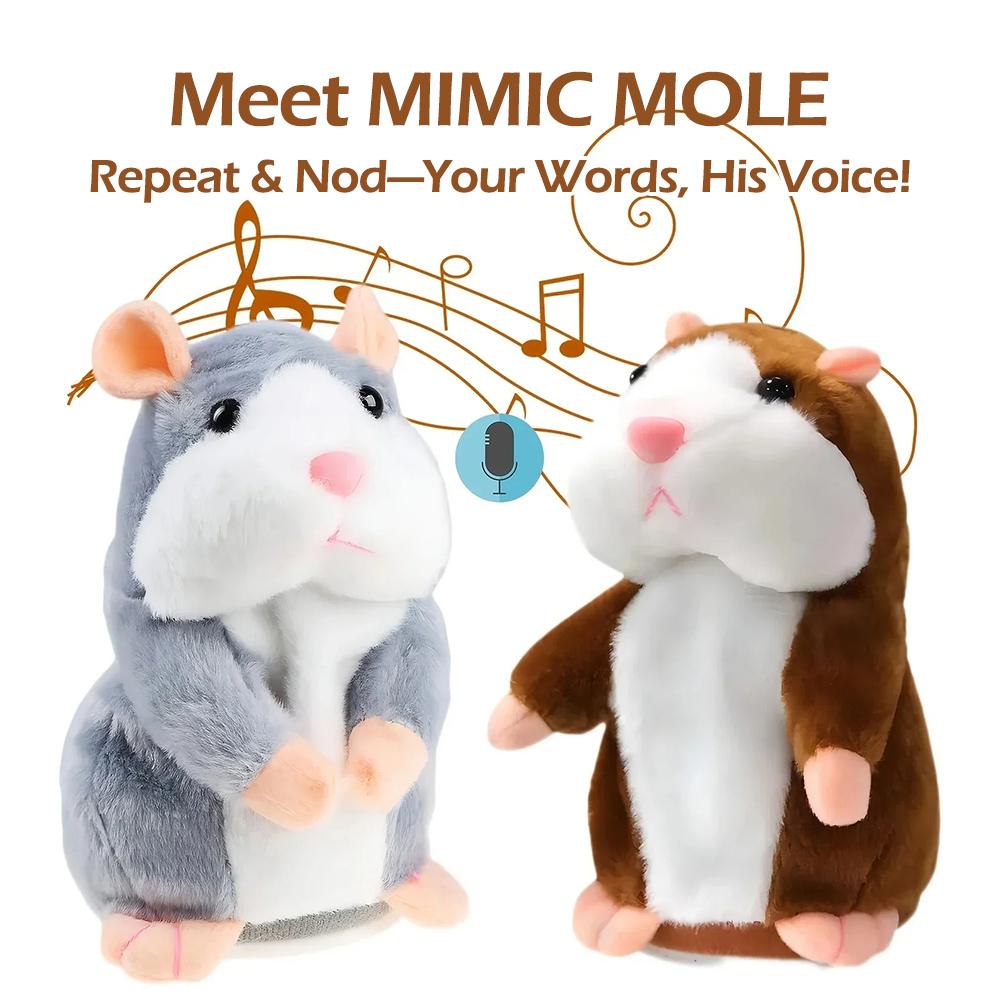 MIin Hamster Learn To Imitate TalkingFunny Animal Plush Toy Talking Nod Hamster Doll Soothing Crying Baby Toy Kids Gift