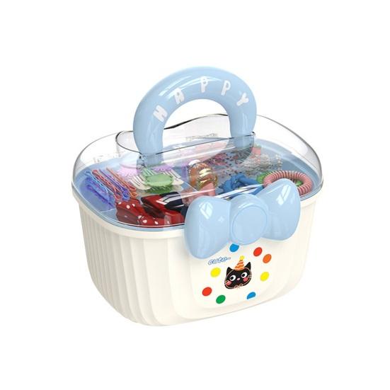 Hair Accessory Storage Box Dust-Proof Lid with Bow Decor Layered Container for Children s Clips Ties Headbands E
