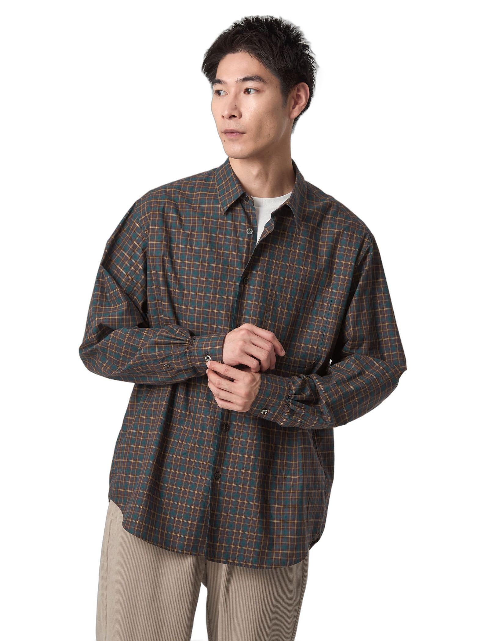 

United Arrows Green Label Relaxing Thomas Mason Just Loose Regular Collar Shirt, 32112000000 2550, MD.BROWN (25), M