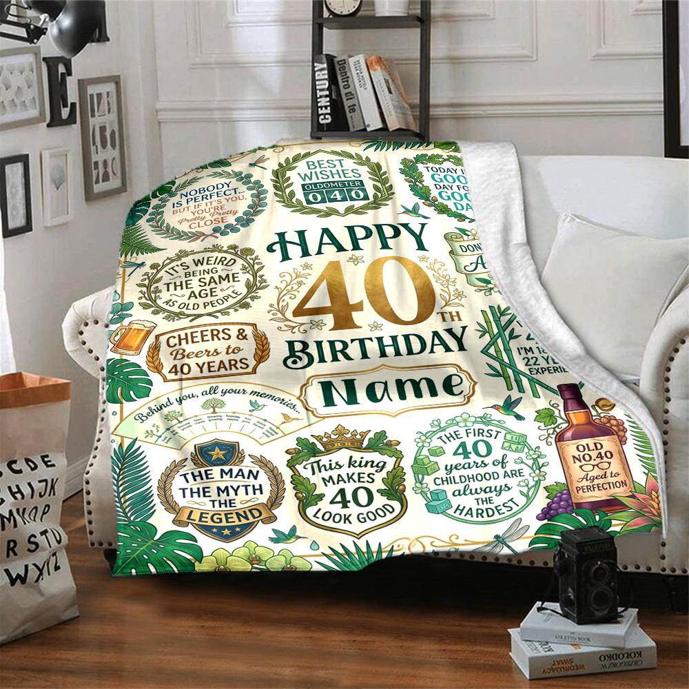 40Th Birthday Celebration Quotesblanket Warmthful Decor Great For Sofa Couch Office Bed Picnics Four Seasons Multipurpose Digital Print Birthday