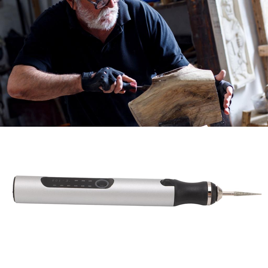 08 Electric Engraving Pen, Rechargeable Cordless Engraver with 4.Lithium Battery, Lightweight Aluminum Alloy Ergonomic Grip, for Jewelry Glass W