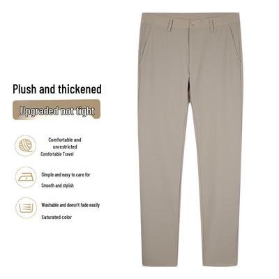Caizi Men's Plus Velvet Business Casual Straight-Leg Pants