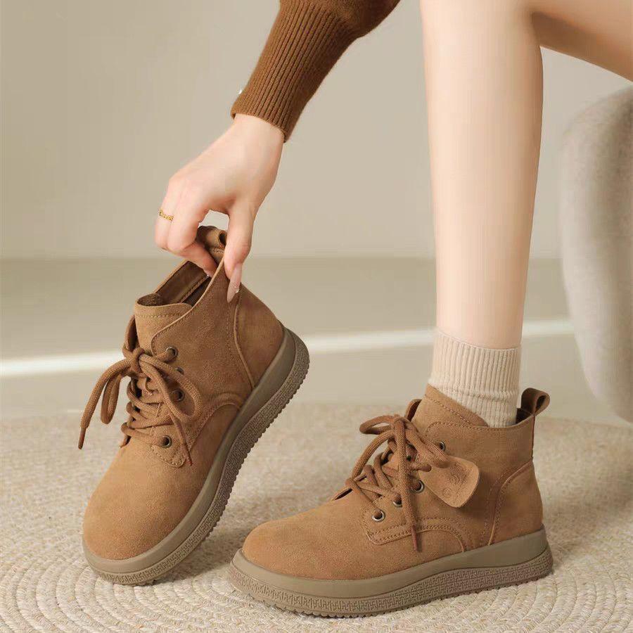 Retro Martin shoes autumn new women's lace-up matte platform casual short boots