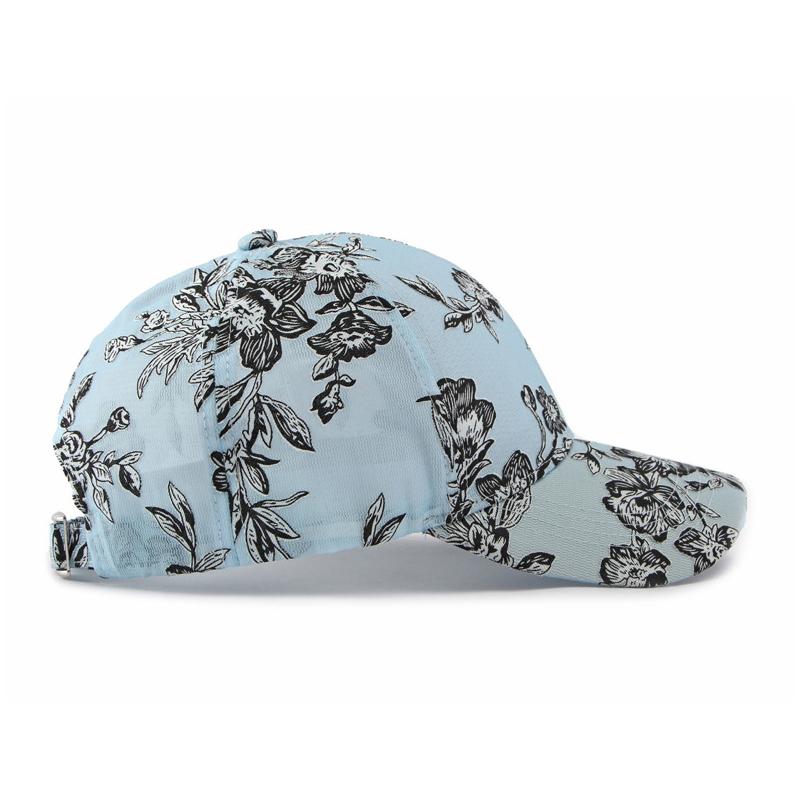 Baseballkappe mit Blumenmuster Atmungsaktiver Sonnenhut für Damen Herren Verstellbarer Visier für Outdoor-Sport