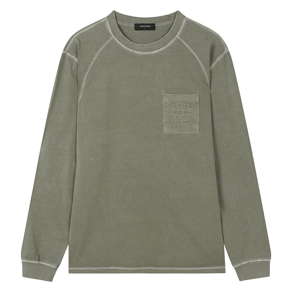 Burkeru Men S 16-Count Garment-Dyed Long Sleeve T-Shirt Khaki Khaki_L