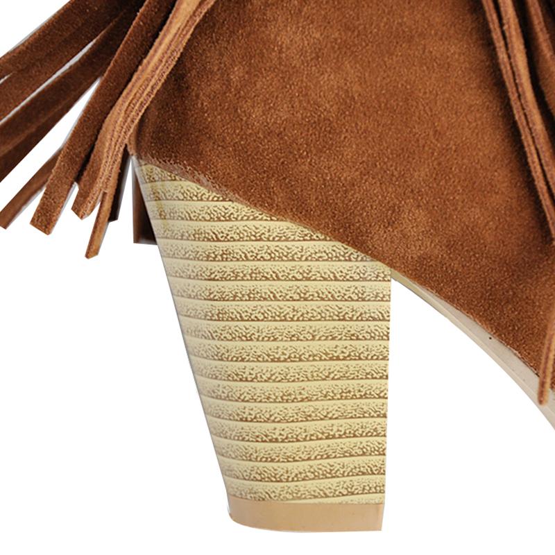 Mode 2024 Große Größe 34-43 Schwarz Braun Rosa Quasten Plattform Frauen Schuhe Frau Vintage Fringe High Heels Stiefeletten yji89