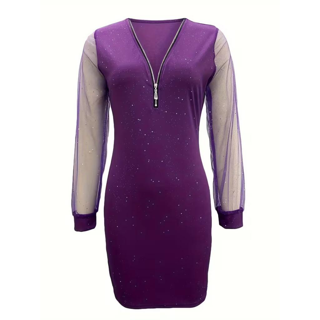 Frühling Sommer Neues Glitzer Bodycon Kleid, Europäischer Amerikanischer Stil Sexy Enganliegendes Partykleid