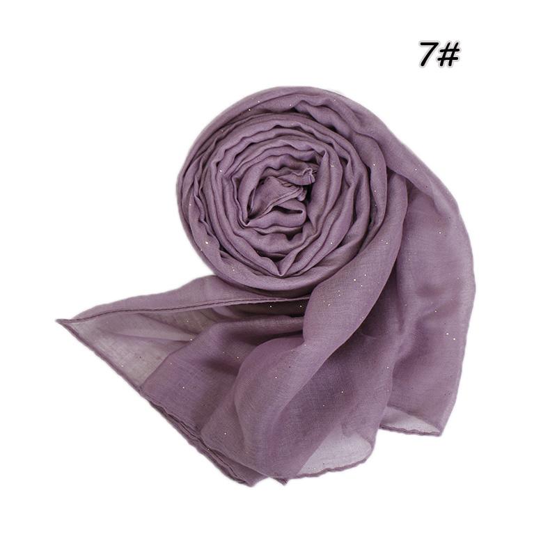 Shimmer Glitter Cotton Viscose Hijab Scarves For Women Muslim Long Shawls Headscarf Wraps Solid Headbands Stole Bufandas Turbans