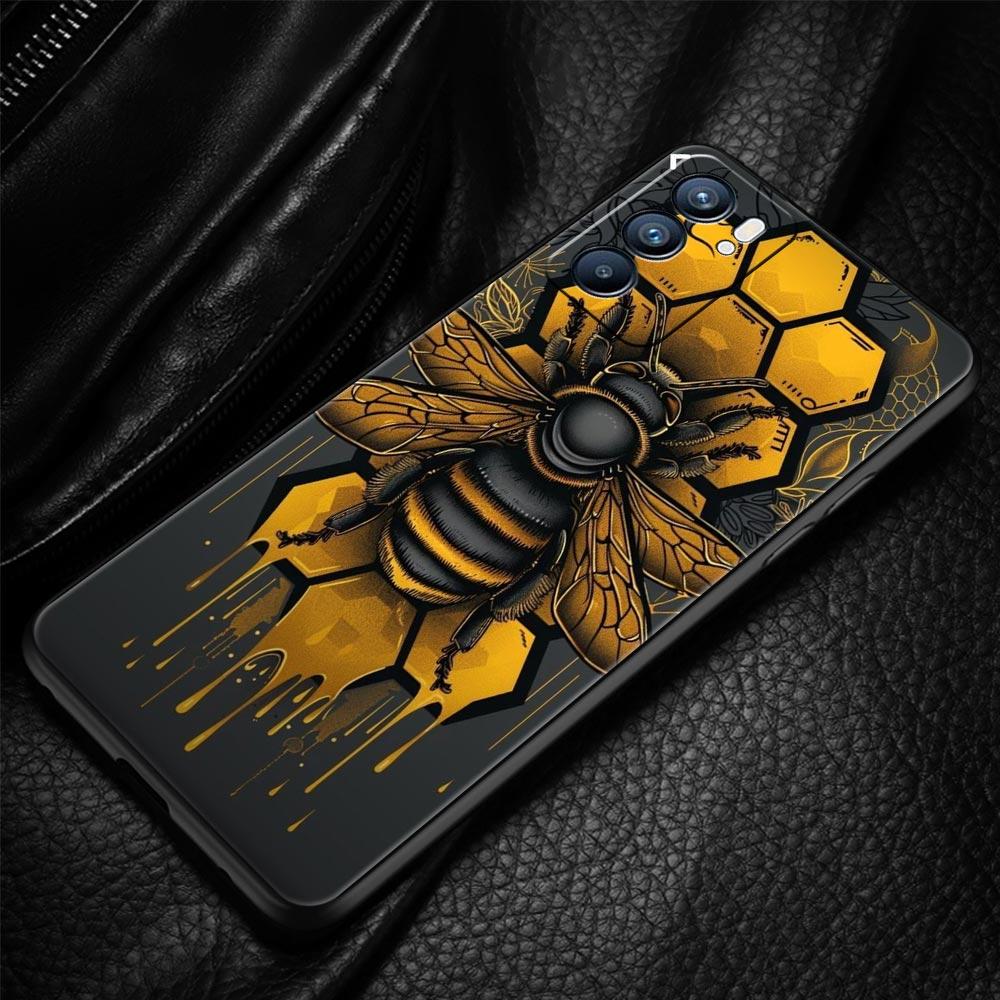 Honeybee Flower Pattern Phone Case For Oppo Reno 13 12 11 10 7 F Find X5 X6 A98 A80 A79 A78 A57 A54 A31 A17 Pro Soft TPU Cover