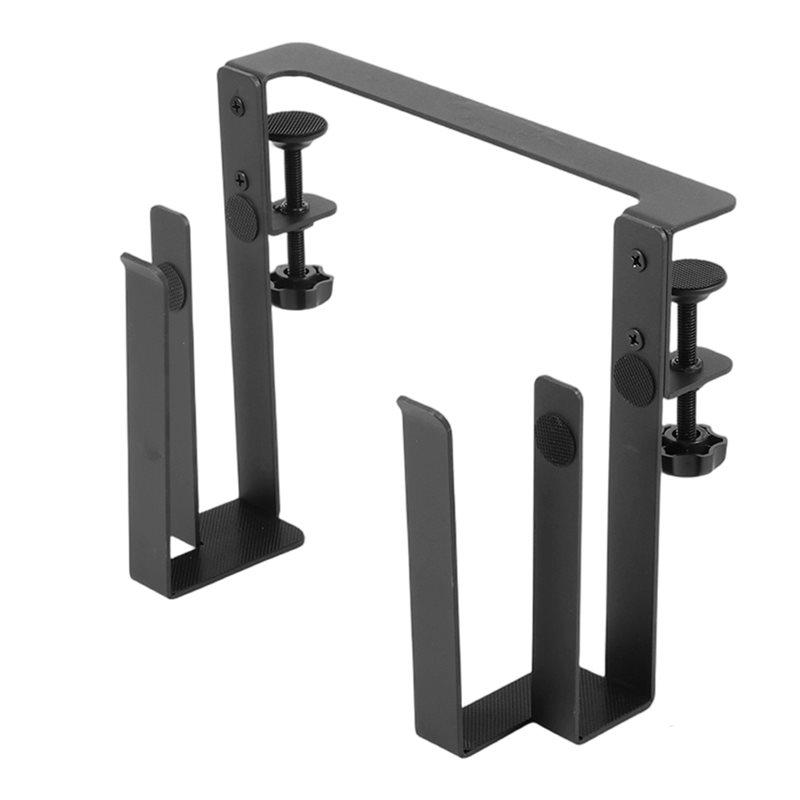 ABBP-Metal Clamp-On Desk Side Storage Rack Double-Layer No-Drill Mounting Organizer Double Layer