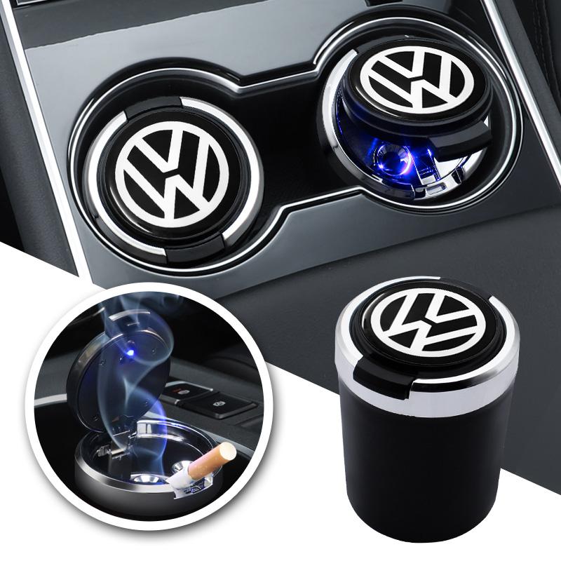 For Volkswagen B1 Car LED Ashtray Portable Smoke Ashes Holder Interior Accessorie For VW Passat B6 B7 B8 B9 Touareg Golf 5 6 7 GTI R Jetta MK6 MK7