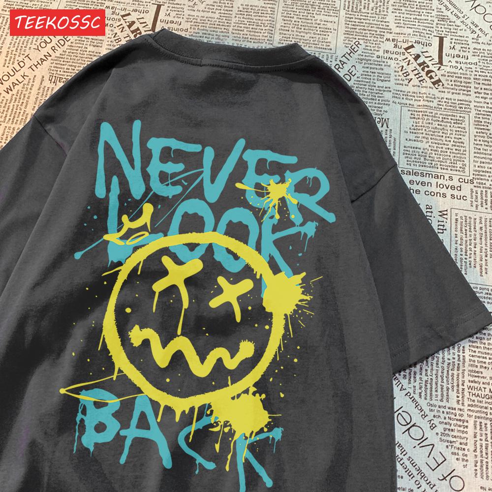 Never Look Back Printing T Shirts Machine Washable Cool Tees For Women Casual Sporty Tops Comfortable Cartoon Short Sleeve