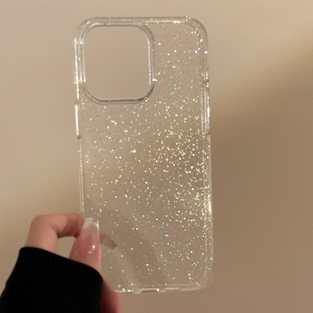 Luxury Transparent Glitter Bling Phone Case for IPhone 11 12 13 14 15 16 Pro Max XR XS X 7 8 Plus Sequin Clear Shockproof Cover