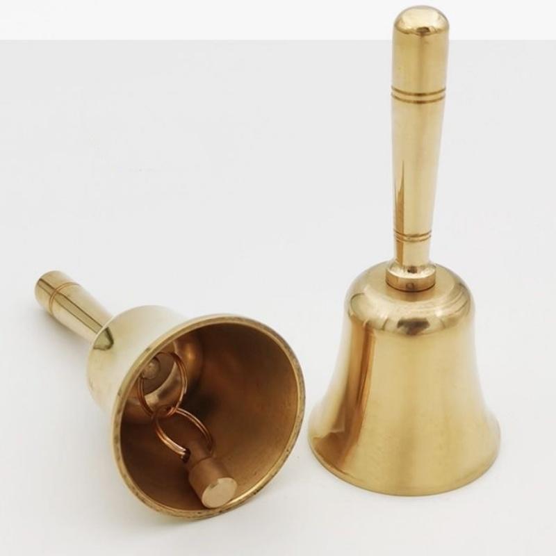 Pure Copper Hand Bell Brass Old Big Manual Class Bell Loud Children's Education Bell for Early Learning And Sound Therapy
