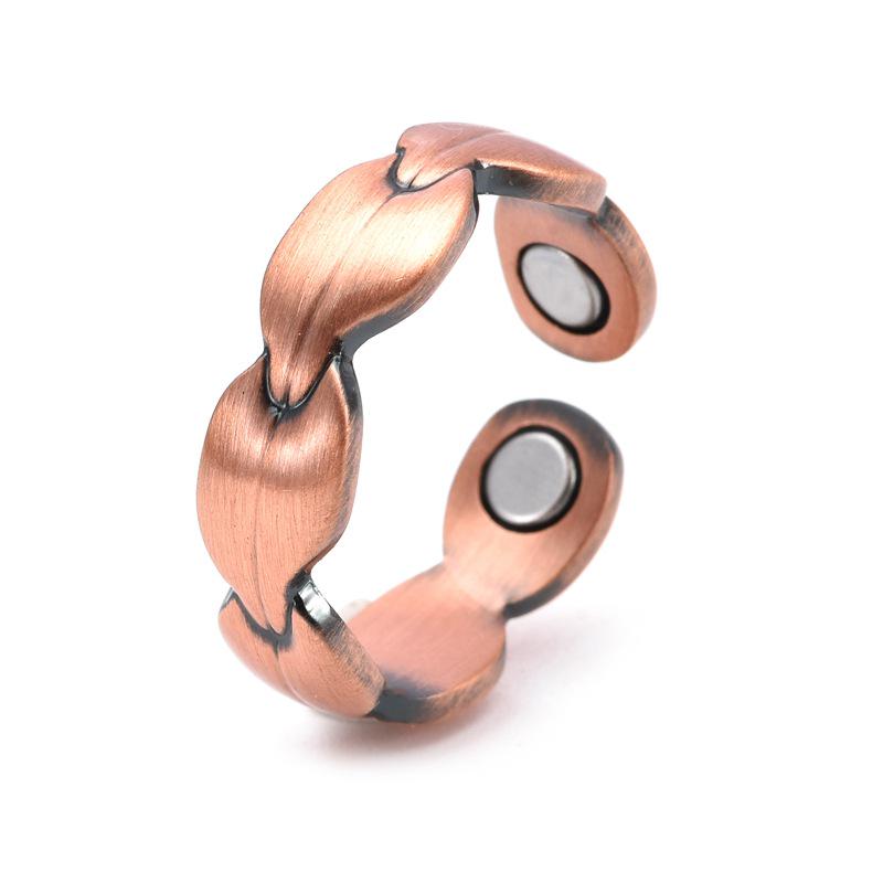 Magnetyczny Otwarty Pierścionek z Miedzi Czerwonej dla Par - Terapeutyczna Biżuteria Energetyczna dla Mężczyzn i Kobiet
