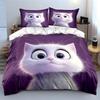 White Cat, Purple Background, Big Eyes Duvet Cover Set With 3D Printing Design Soft Polyester Bedding Set All-Season Comfort
