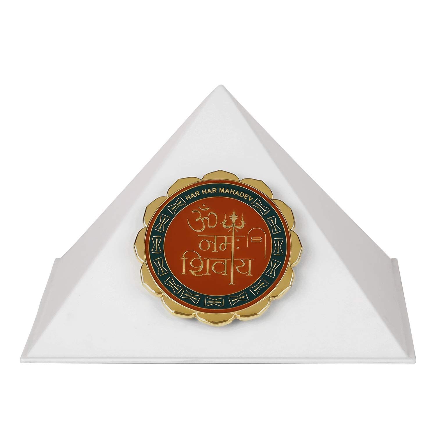 Vastu Pyramid Yantra for Positive Energy, Good Luck & Prosperity | Embossed Metal Feng Shui Pyramid for Home, Office & Gift