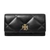TORY BURCH Tangli Baiqi Kira Logo Flap with Magnetic Snap Leather Wallet Women's Black 163955-001