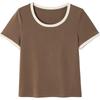 EICHITOO Women's 2026 Summer Colorblock Round Neck T-Shirt