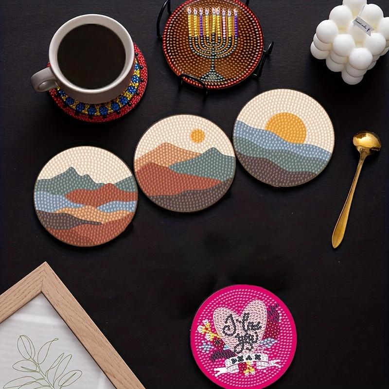 1 Set Christmas/Valentine's Day Diamond Painting Gift - DIY Full Diamond Acrylic Round Coaster Placemat