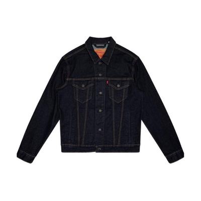Levis Unifarbene Einreiher Kragen Tasche Jeansjacke Herren Jacken Dunkelblau 72334-0437