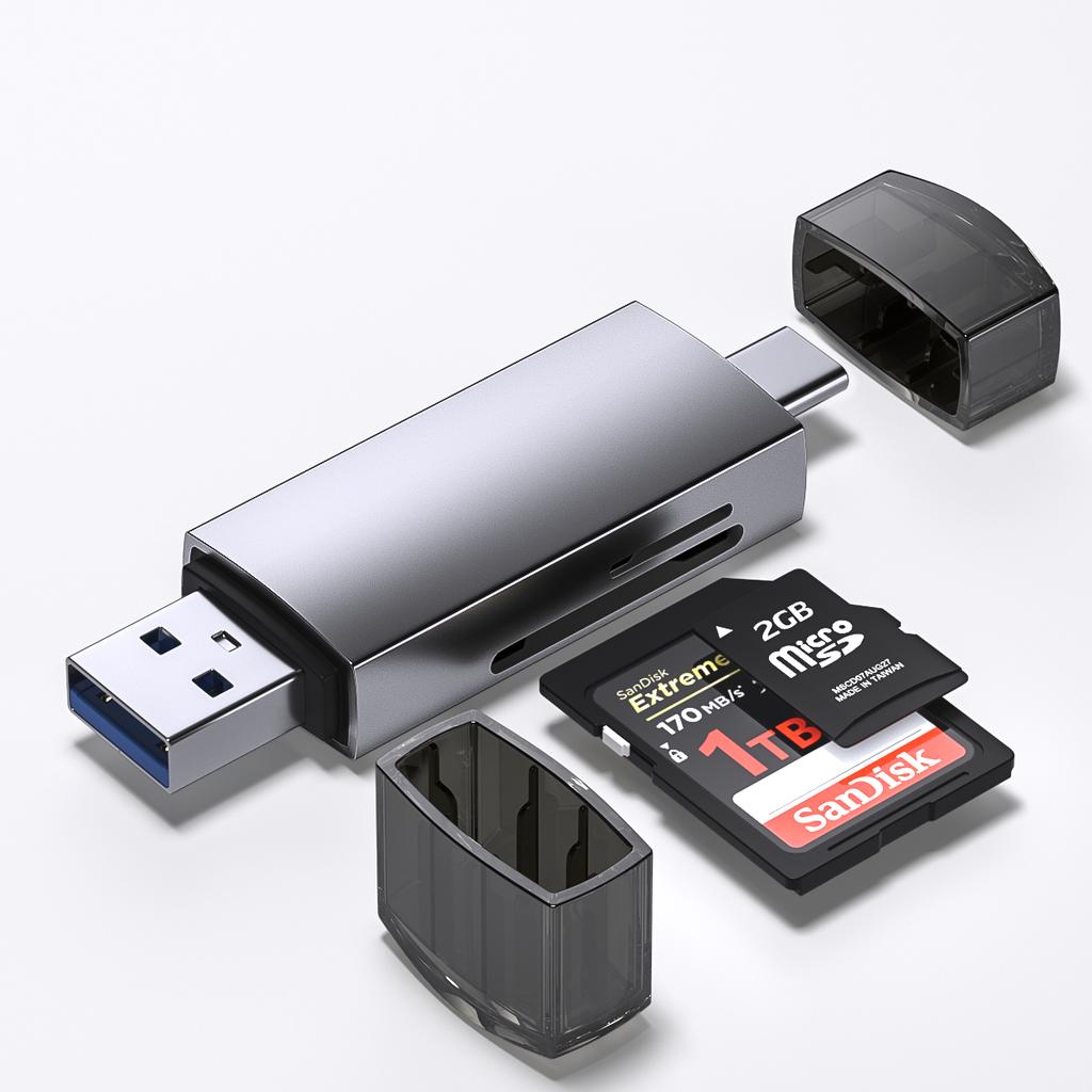 OTG 3.0 Card Reader 6-in-1 Type-C USB 3.0 SD Card & TF Card Reader for Mobile Phone & Computer External Storage