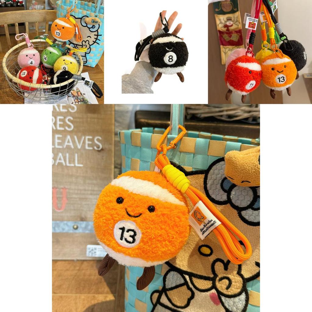 Plush Billiard Ball Keychain With Creative Design For Kids And Collectors