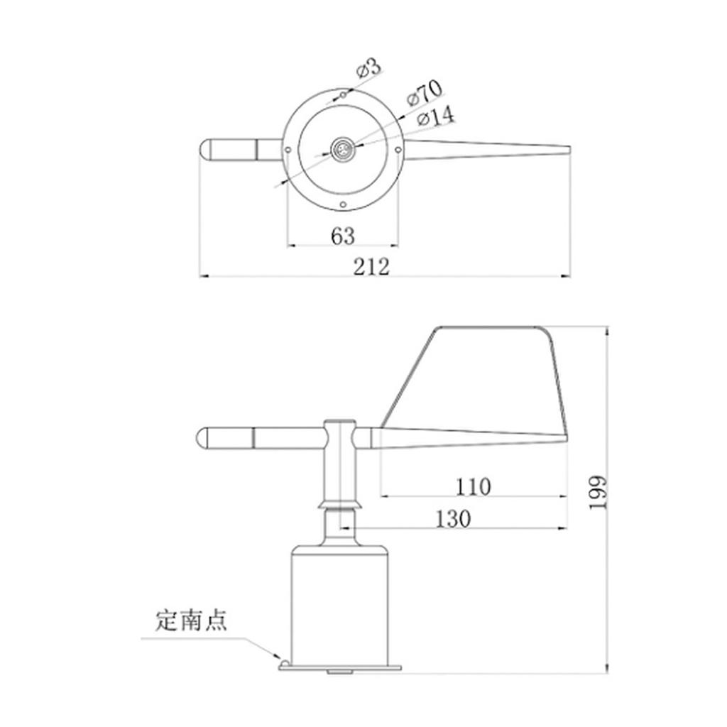 Aluminum Alloy Wind Direction Sensor Wind Vane, Garden Monitoring Tools with Interface for