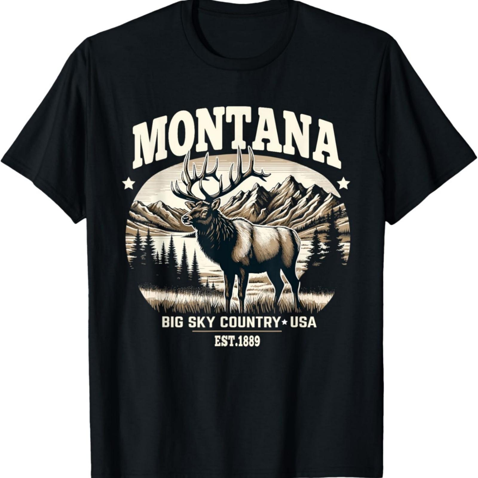Футболка с дизайном «Лось Скалистых гор Монтаны, Страна Большого Неба» S