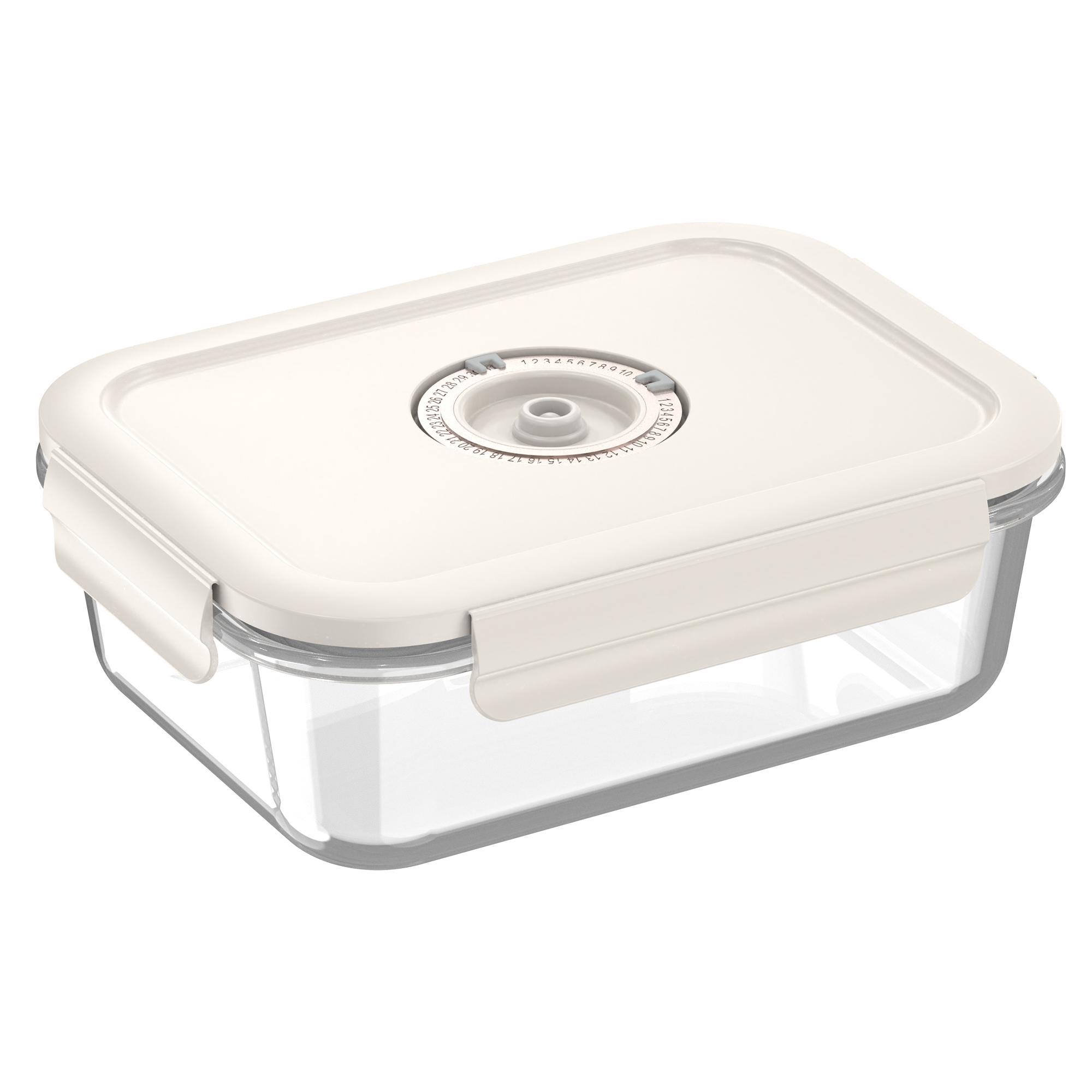 Airtight Kitchen Storage High Borosilicate Glass Vacuum Food Container Kitchen Refrigerator Vacuum Seal Container with Pump 630ml белый
