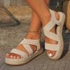 Women's Sandals Roman Style Platform Grass Bottom Sandals Large Size Hot Sale Beach Sandals