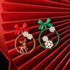 Silver Snowflake Reindeer Round Earrings - High-End Christmas Studs