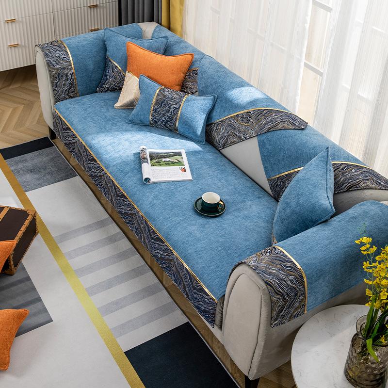 New Chenier Sofa Cushion, Universal In All Seasons, Non-Slip, Solid Color, Modern Light Luxury Fabric Sofa Towel Cover Throw Pillow