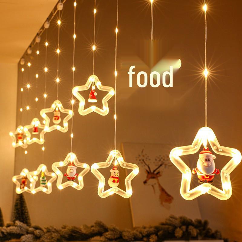 LED Christmas Star Curtain Lights - Festive Atmosphere with Wishing Ball & Flashing Colors