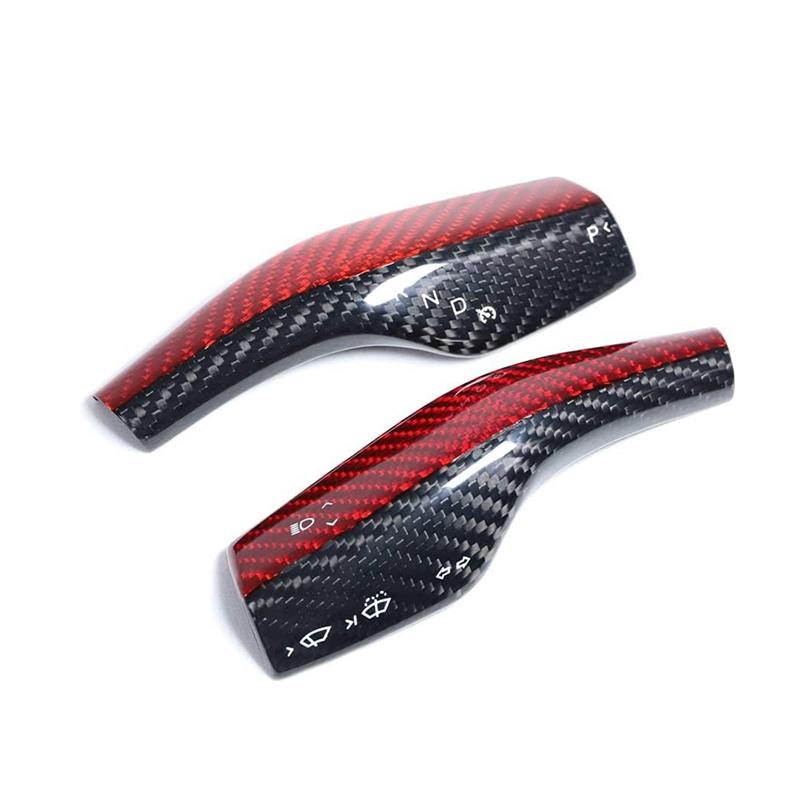 2PCS Car Shift Lever Accessory Car Real Carbon Fiber For Tesla Model 3/Y 2016--A87Q
