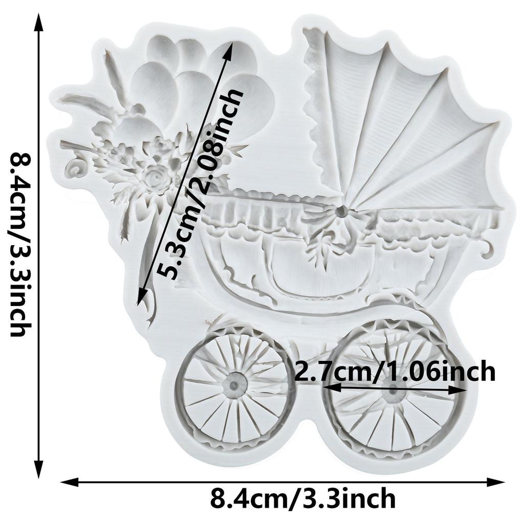 Baby Stroller Silicone Mold Stroller Fondant Molds Cake Decorating Tools Cupcake Topper Candy Sugar Craft Gum Paste Polymer Clay