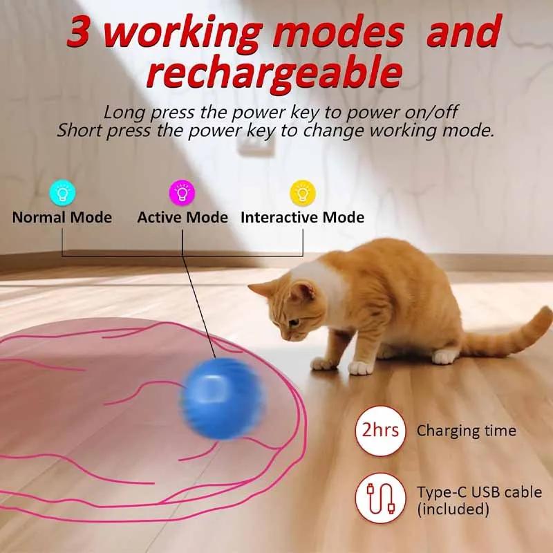 Electric Interactive Cat Toys, Cat Toys Ball Fast Rolling in Pouch, Automatic Motion Activated Moving Ball Hide and Seek Game