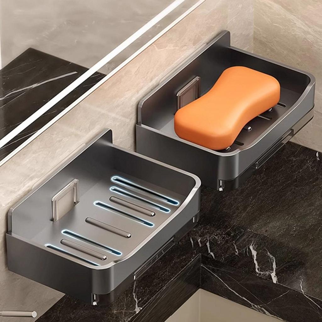 Plastic Soap Dish Organizer with Draining Tray for Bathroom Countertop Sink Shower Storage Rack Kitchen Sponge Holder