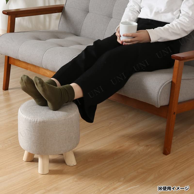 Fuji Boeki Fabric Stool, Round, Mini Size, Beige, 16440, 28cm Wide X 28cm Deep X 28cm High