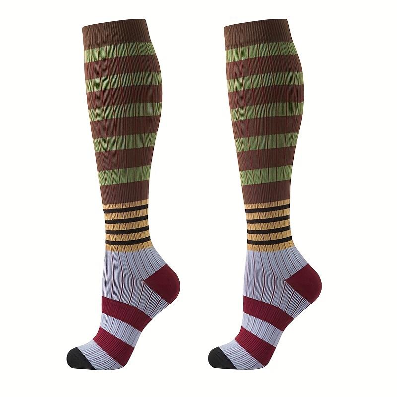 high quality6 Pairs of Multi-Color Striped Compression Socks for Men & Women - Comfortable, Versatile, and Stylish for Daily Wear, Running, and